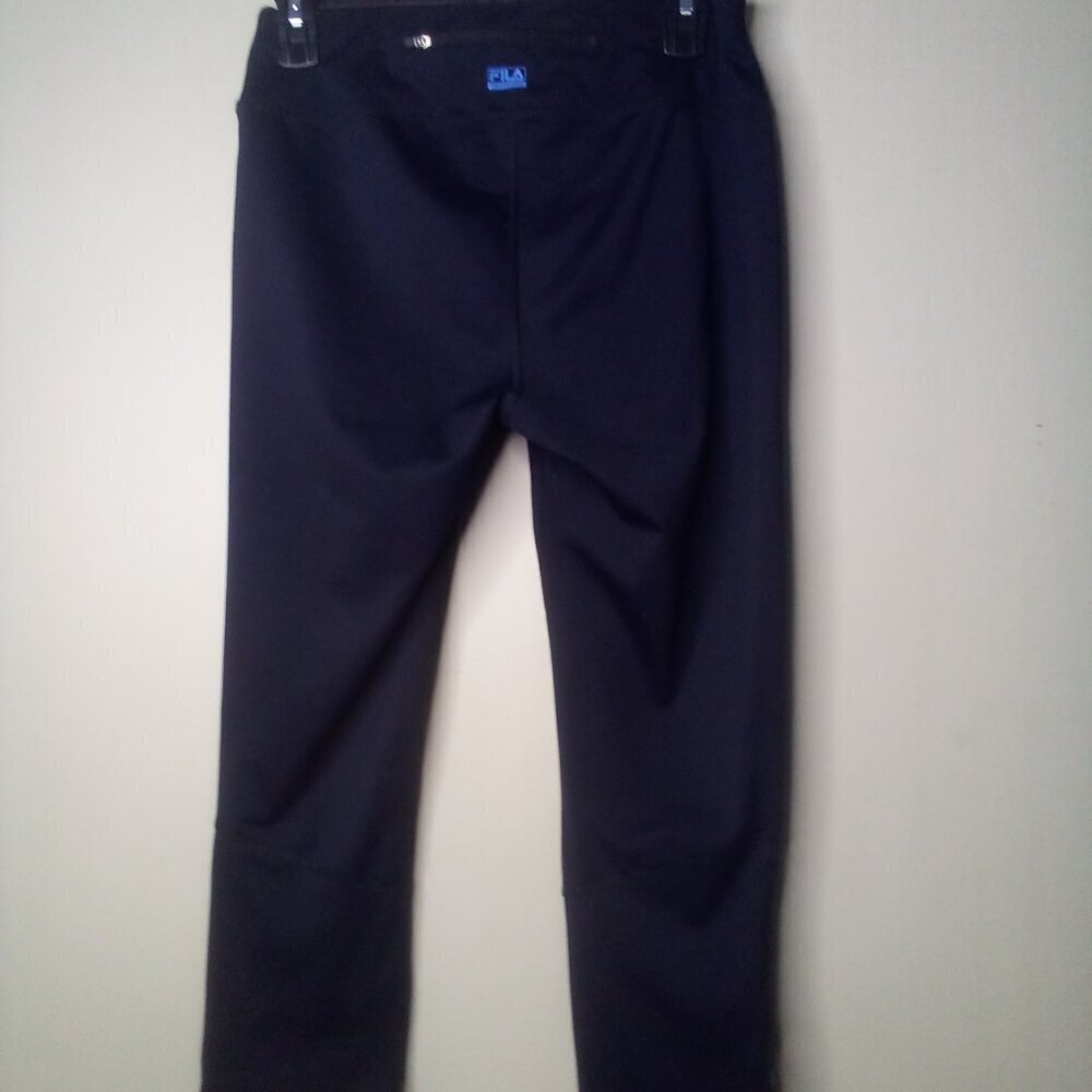 Fila Capri Leggings Women M Sport Active Leg Cut-Out Zip Pocket Black - Picture 9 of 13